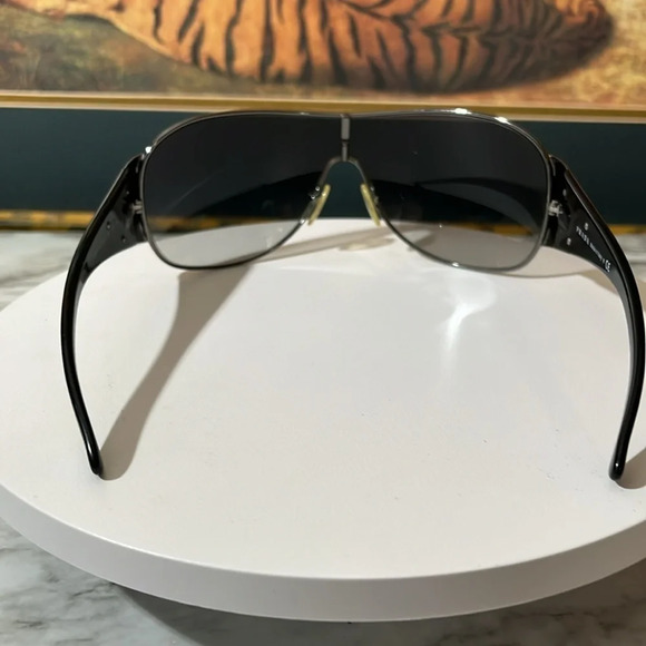 PRADA SHEILD AVIATOR UNISEX SUNGLASSES WITH CASE. 90s VINTAGE AND RARE IN EUC - Picture 12 of 16